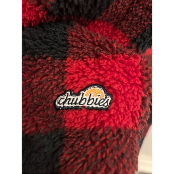 NWT Chubbies The Lumberjack Of All Trades Men's Fleece Romper Red Black Size M - Picture 5 of 13
